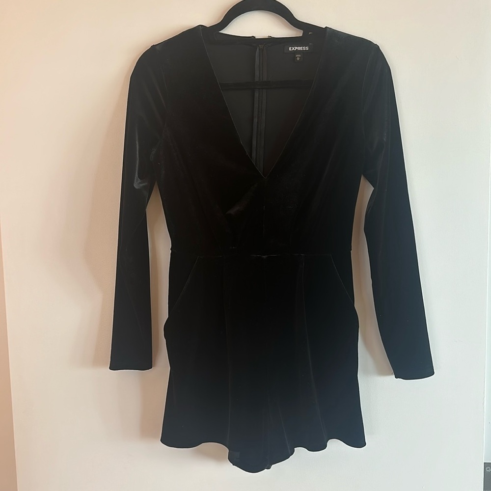 Black Velour Shorts Jumpsuit